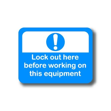 Ergomat 24in x 18in RECTANGLE SIGNS - Lock Out Here Before Working On Equipment DSV-SIGN 432 #2027 -UEN